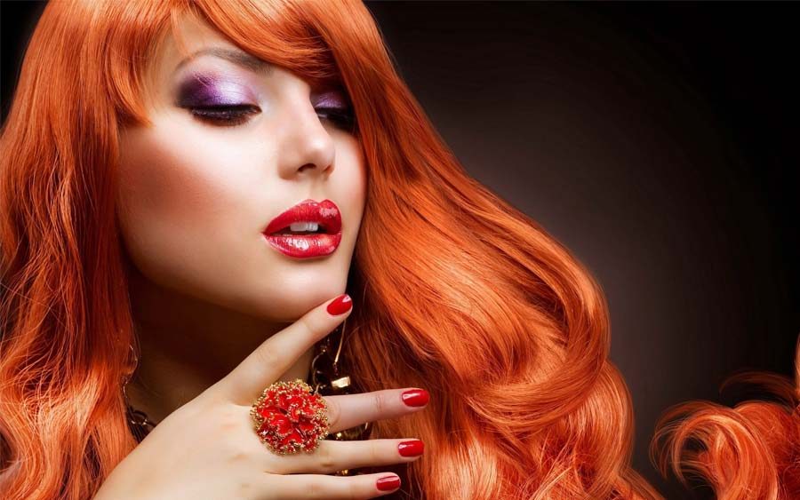 Fire red hairstyle at Salon Rami Roumieh