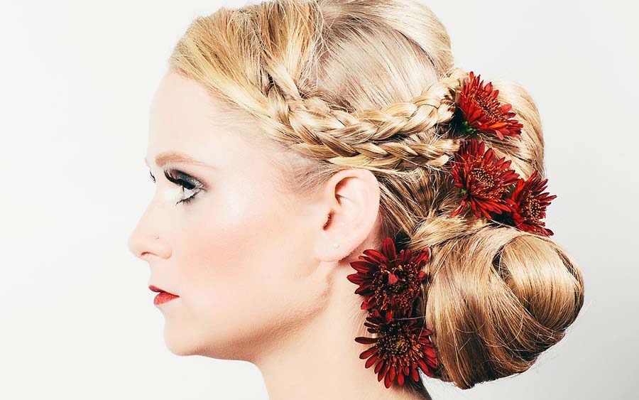 Braided updo hairstyle at Salon Rami Roumieh